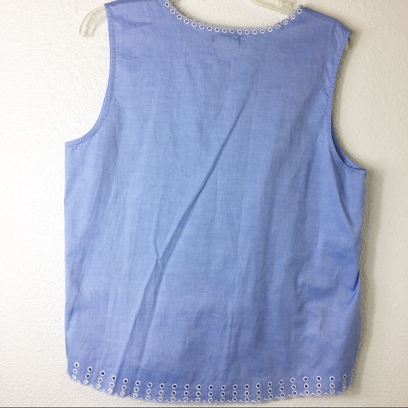 EUC Pale Blue J. Crew top with eyelet design - Picture 2 of 7